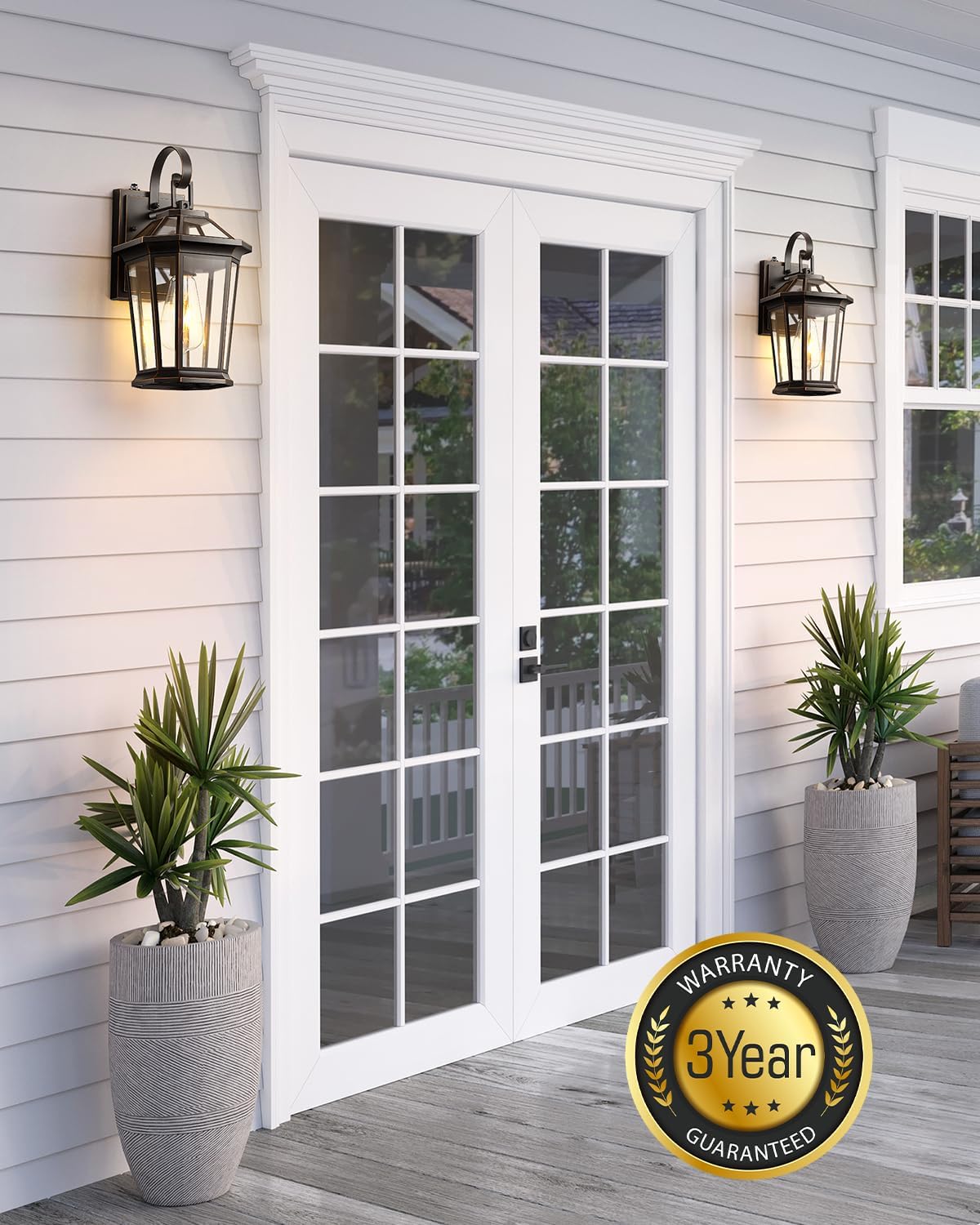 VIANIS Dusk to Dawn Exterior Light Fixture, Waterproof Outdoor Wall Sconce Porch Light for House, 100% Anti-Rust Aluminum Outside House Lights, Farmhouse Coach Lantern for Garage, Front Door 2Pcs