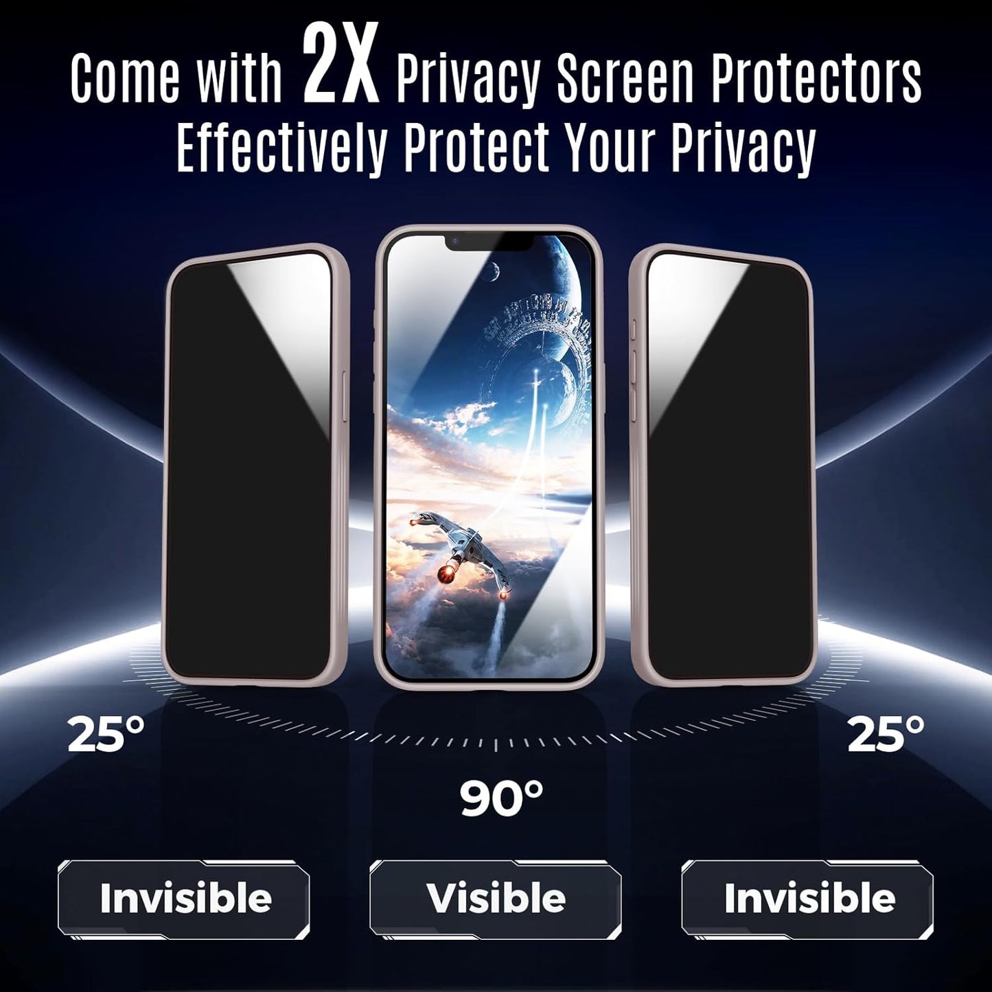 Designed for iPhone 12 Case, Compatible with MagSafe, with Privacy Screen Protectors X2, [Camera Protection] [15FT Military Drop Protection] Shockproof Phone Case, 6.1", Natural Titanium
