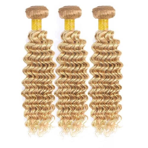 34 34 34 inch P27/613 Human Hair Bundles Blonde Deep Wave Bundle #613 Human Hair 3 Bundles Two Tone 613 Deep Wave Bundle