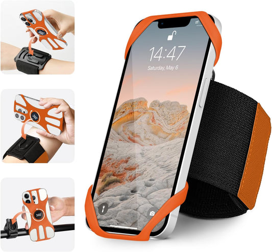 3in1 Phone Holder for Running,Arm Band/Wrist Holder/Bike Mount,Phone Armbands 360° Rotation & Detachable Fit All 4.5-7" Cellphone for iPhone 16/15/Pro/ProMax/14/13/12/mini/Pro Max/XS/XR"