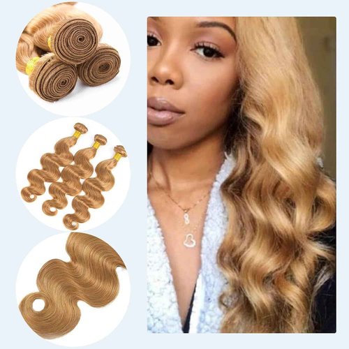 Habiliana Bundles Human Hair 24 26 28 Inch Body Wave Brown 27 Human Hair Bundles 11A Unprocessed Brazilian Virgin Quick Weave Hair Extensions for Black Women
