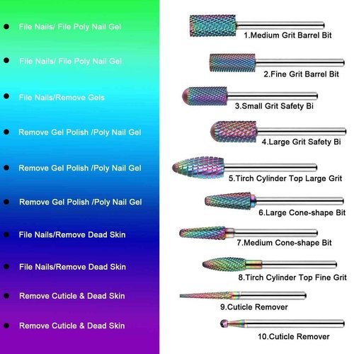 Makartt Geneviere Electric Nail Drill Machine with Nail Drill Bits Set 10Pcs Bundle