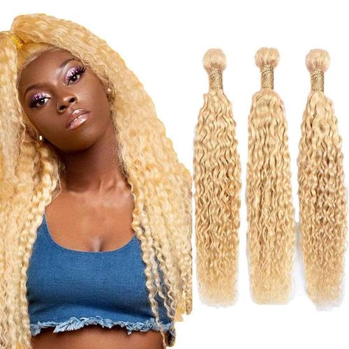 Giginger Brazilian Human Hair Bundles 20 22 24 Inch Blonde 613 Color Jerry Curly Wave Bundles Human Hair Unprocessed Virgin Quick Weave Hair for Black Women