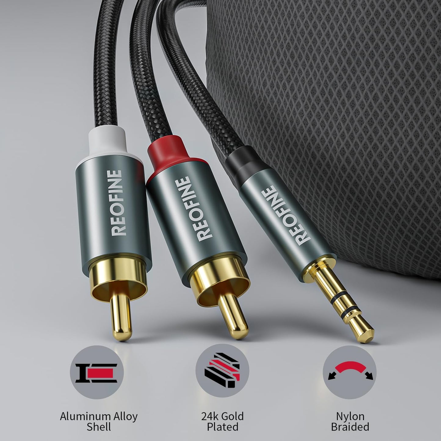 3.5mm to RCA Cable (6.6 Feet/2M),3.5 mm 1/8 to RCA 2-Male Headphone Jack Adapter HiFi Sound Splitter Auxiliary Cord for Smartphone,MP3 Players,Laptops,Tablet,Speaker