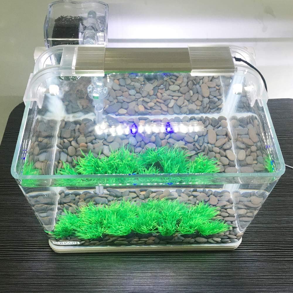 Smoothedo-Pets Aquarium Plant Fish Tank Decoration 20 Pieces Small/1" Tall Plastic Artificial Plant Goldfish Hidden Mini Grass Set (Green-C)