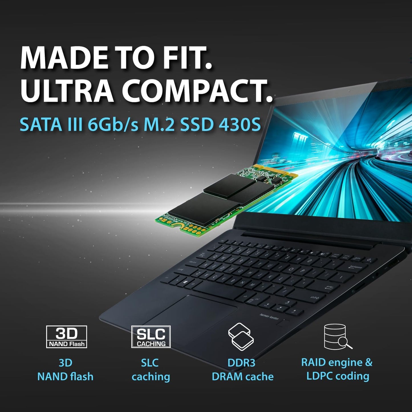 Transcend 256GB M.2 2242 SATA III SSD with Dram Cache, Up to 530MB/s, Compatible w/Ultrabook/Laptop/PC/Desktop, 3D TLC NAND Flash Internal Solid State Drive, LDPC Error Correction, SLC Cache, B+M Key