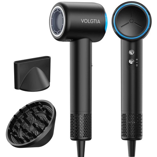 Volgtia Hair Dryer with Diffuser for Curly Hair, Blow Dryer, 110000 RPM Professional High Speed Hairdryer with Negative Ions, 1400W Blow Dryer with 6.5 Ft Cord Fast Drying for Women Men