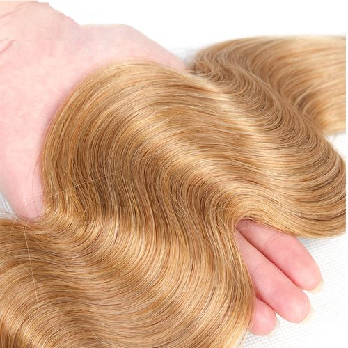 30 30 Inch Honey Blonde Bundles Human Hair Color 27 Body Wave Bundles 8A Peruvian Virgin Remy Double Weft Real 27 Blonde Body Wave Bundle Hair Weave 200g