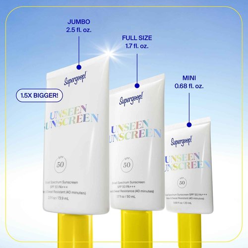 Supergoop! Unseen Sunscreen - SPF 50 - Clear & Invisible Face Sunscreen + Broad Spectrum + Makeup-Gripping Primer - Weightless, Scentless, Oil Free - For All Skin Types & Tones - 1.7 fl oz, 2 Pack