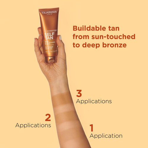 Clarins Self Tanning Tinted Gel and Exfoliating Body Scrub for Smooth Skin Bundle | Self Tanner for Face and Body | Buildable Tan | Softening and Smoothing Body Scrub | All Skin Types