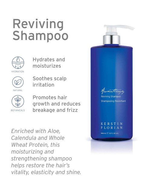 Kerstin Florian Reviving Shampoo | Moisturize & Boost Shine | Aloe and Wheat Protein Detangle & Hydrate Dull Hair | All Hair Types (32 fl oz)