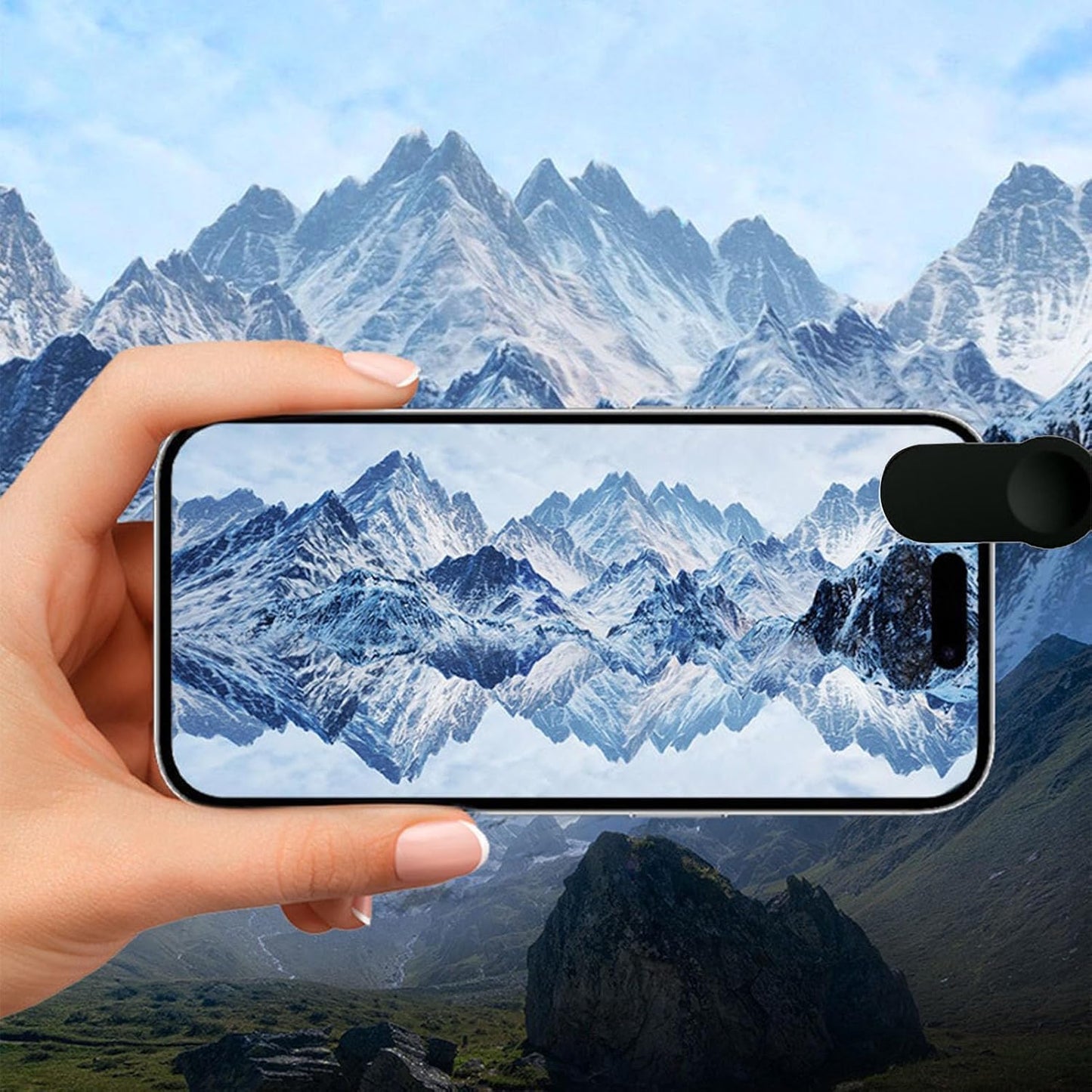 Smartphone Camera Mirror Reflection Clip Kit, Adjustable HD Glass Mirror Effect Lens for Creative Photography, Vertical & Horizontal Phone Selfie Reflector, Portable Photography Accessory (2PCS-Mix)