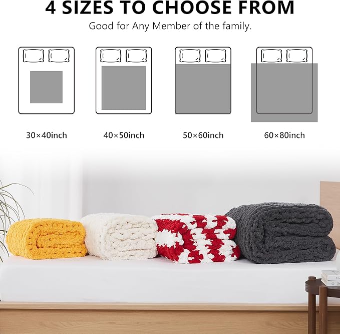 L'AGRATY Chunky Knit Blanket Throw: 60''x80'' Chenille Chunky Knitted Throw Blankets for Twin Bed Couch - Handmade Thick Cable Knit Blanket - Large Crochet Rope Blankets for Home Decor(Dark Grey)