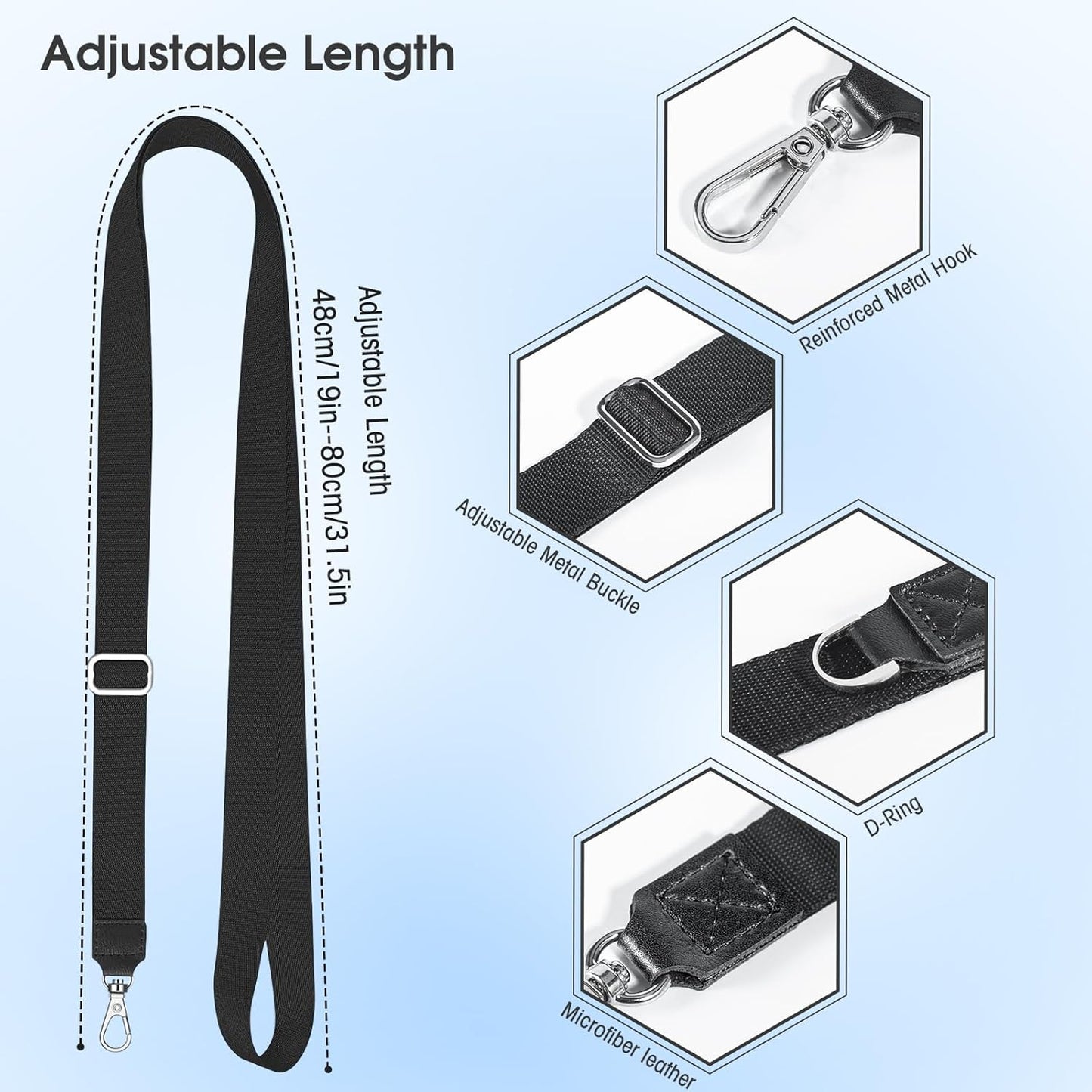 Phone Lanyard 2 Pack, Adjustable Cell Phone Multifuctional Patch Lanyards,Compatible with Most Smartphones and Wallets Keys ID Badges Travel Essentials(Black+Gray) (Lanyard Letter Sign G)
