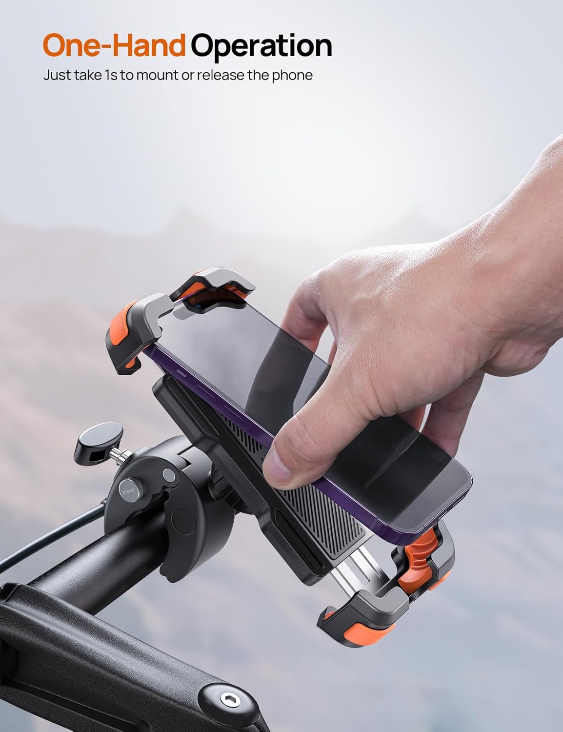 Bike Motorcycle Phone Holder Mount - [2025 Quick Release] Bike Phone Holder Handlebar Clamp, Bicycle Scooter Phone Clip for iPhone 15 14 13 12 11 Pro Max Plus Mini, 4.7-6.8" Smartphone"