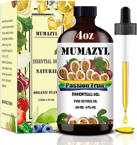Passion Fruit Essential Oil, Passion Fruit Oil 4 Fl Oz 120ML for Diffuser Humidifier Yoga Cleaning DIY Candle Soap Making MUMAZYL Essential Oils
