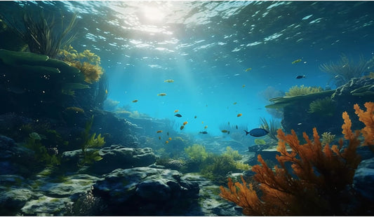 Ocean Floor Fish Tank Background Underwater Rock Aquarium Background Under The Sea Terrarium Backgrounds Aquatic Plants Sunlight Fish Tank Backgrounds Tropical Fish Aquarium Wallpaper 72x18in