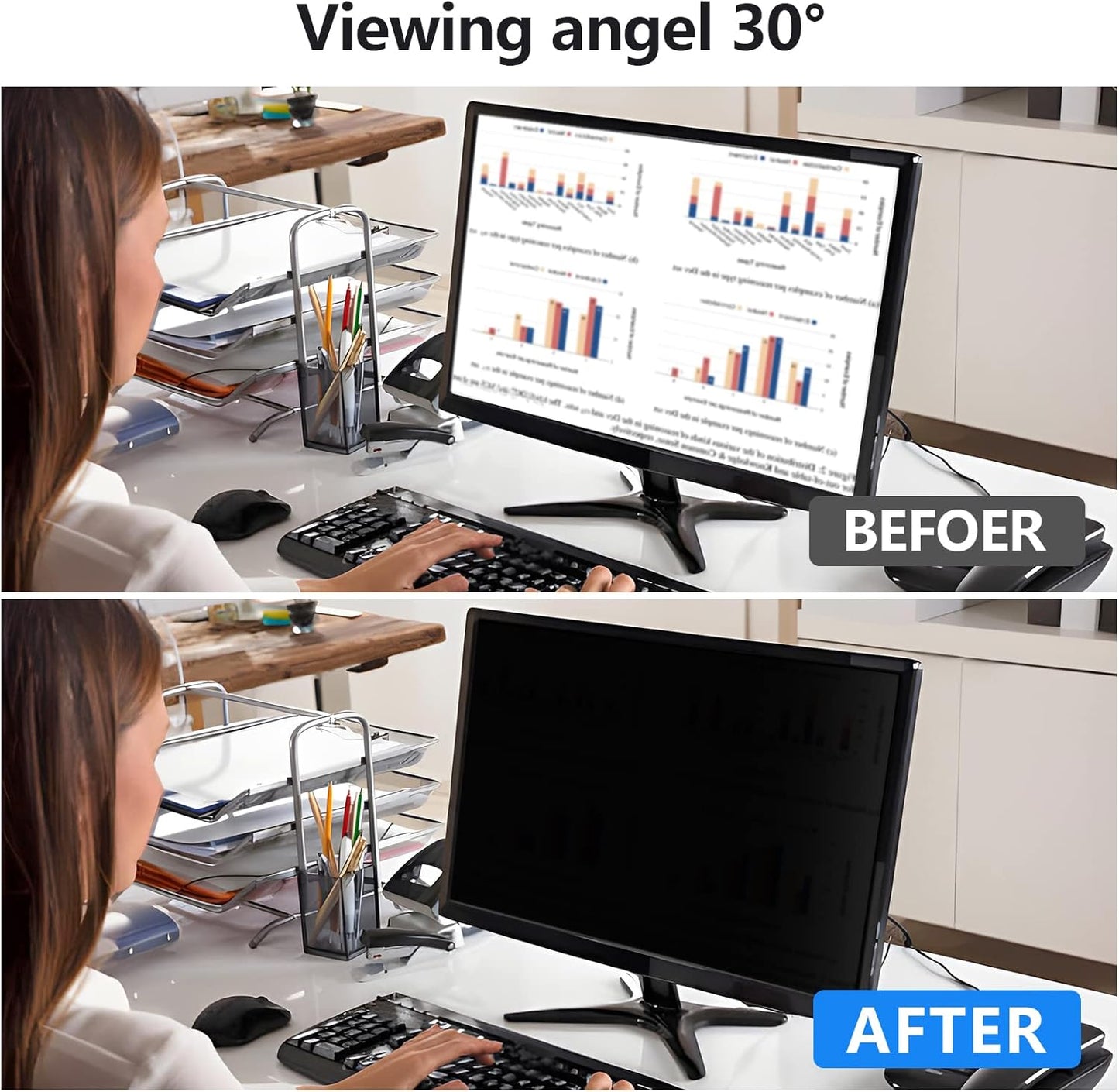 [2 Pack] 21.5 Inch Computer Privacy Screen Protector for 16:9 Widescreen Monitors-Anti-Glare & Blue Light Filter,Anti-Spy Film,Reduces Eye Strain (Fits Most Desktop Screens)