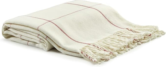 Arus Acrylic Highlands Collection Queen Size Tartan Plaid Design Throw Blanket Pink Stripes, 60x80 inch