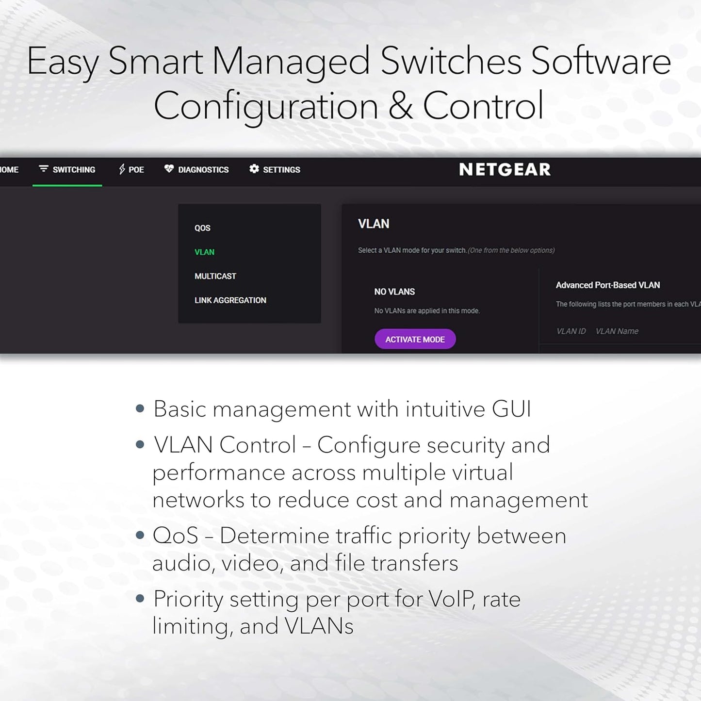 NETGEAR 8 Port PoE Gigabit Ethernet Easy Smart Managed Essentials Switch (GS308EP) - with 8 x PoE+ @ 62W, Desktop or Wall Mount