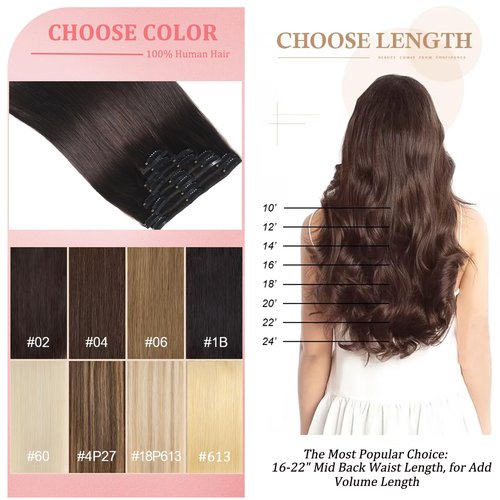 Clip in Hair Extensions Real Human Hair Clip in Extensions for Women Seamless Invisible Jet Black Natural Remy 100% Human Clips ins Extension 8pcs Double Weft 22 inch 4oz/110g