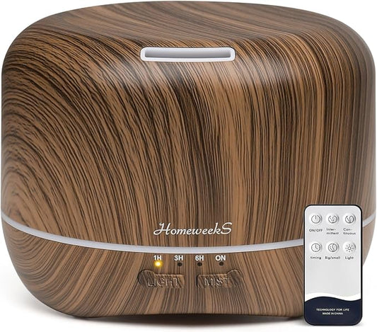 Aromatherapy Essential Oil Diffuser for Room: Air Humidifier Aroma Scent Cool Mist Diffuser Colorful Lights Wood Cute Small Large Auto Off Ultrasonic Diffusers for Home Bedroom (300ml)