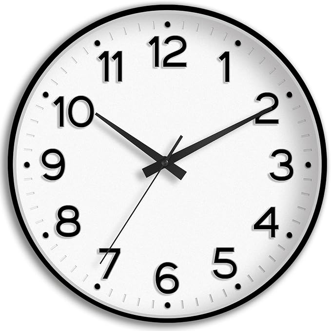 Roymnie Wall Clock, Silent Wall Clocks Battery Operated 8 Inch-Modern Non Ticking Analog Clock Decorative for Kitchen Office Bathroom Bedroom(Black)