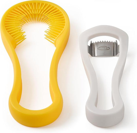 Chef’n Nesting Corn Tool Set, Corn Peeler and Desilker Brush, 2-in-1 Corn Silk Remover and Cob Stripper