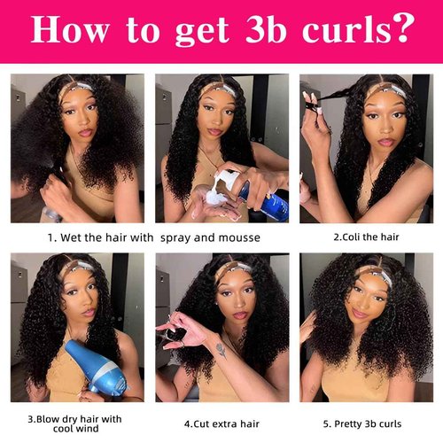 Smoothair Headband Wig Human Hair Kinky Curly Headband Wigs for Black Women Human Hair Wigs Glueless 22 Inch None Lace Front Wigs 150% Density (No Mixed)