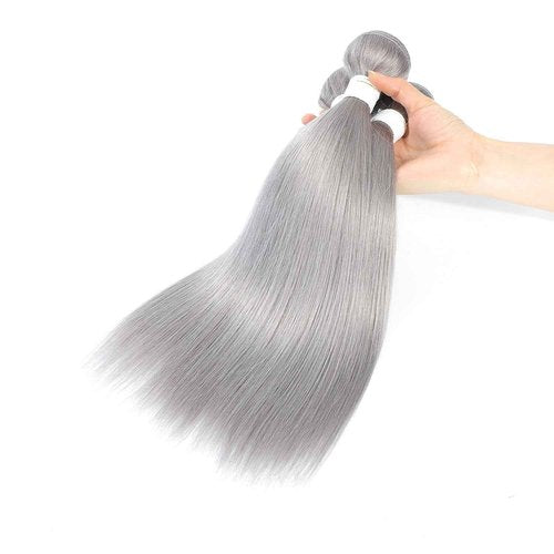 Condescension Brazilian Human Hair Bundles Sliver Grey 22 24 26 Inch Kinky Yaki Wave 3 Bundles Human Hair 100% Unprocessed Remy Brazilian Virgin Weave Hair Grey for Women