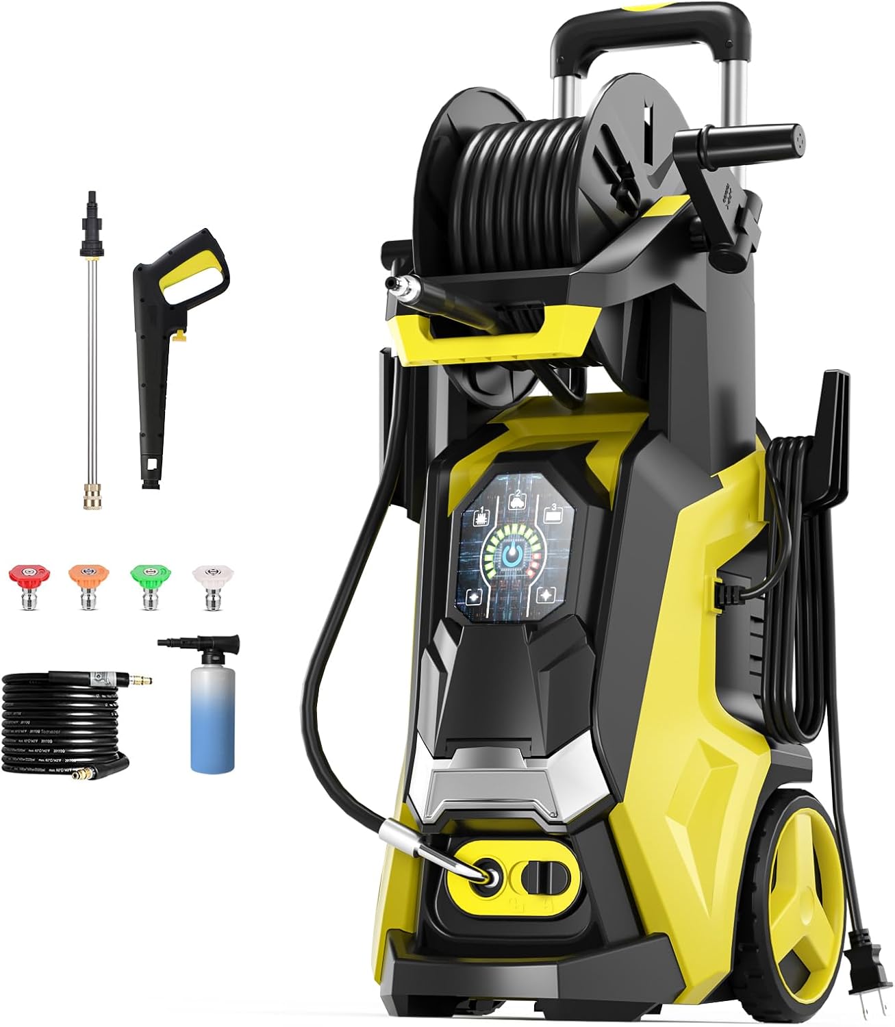 Pressure Washer with 4 Quick Connect Nozzles,Inlet Hose & Filter, Foam Cannon for Cars/Fences/Driveways Cleaning