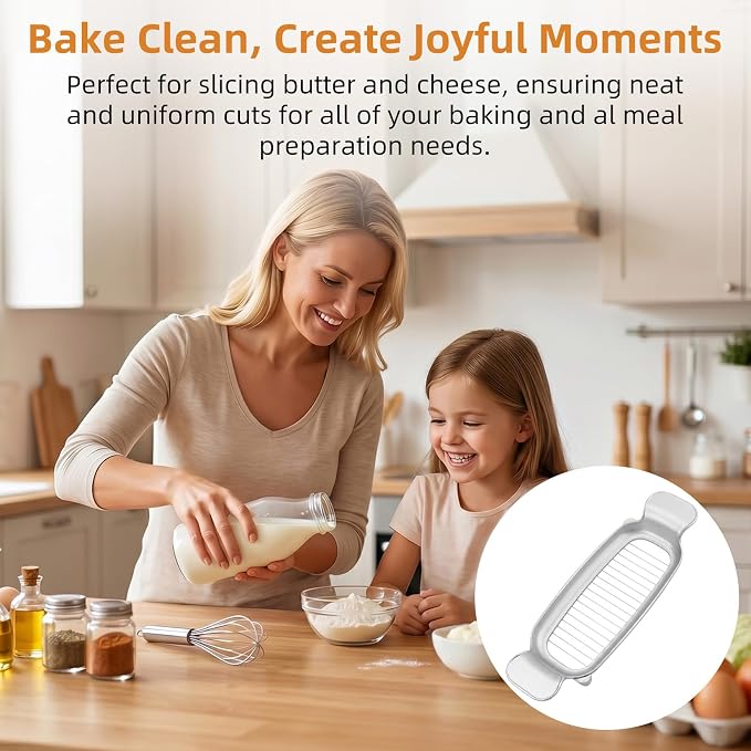Butter & Cheese Slice Cutter - Stainless Steel Multipurpose Butter and Cheese Cutter Slicer for Evenly Slicing Butter Blocks, Cheeses, Eggs, Non-Stick，Compact & Portable for Home, BBQ, Camping