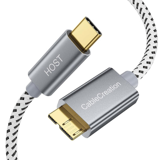 CableCreation 3.3ft*2 USB C to Micro B Cable,10Gbps Speed External Hard Drive Braided,USB 3.1 Type C to Micro B Work for iPhone 15 Series,Seagate WD Westgate My Passport,MacBook Pro,iPad/Tablet,Grey