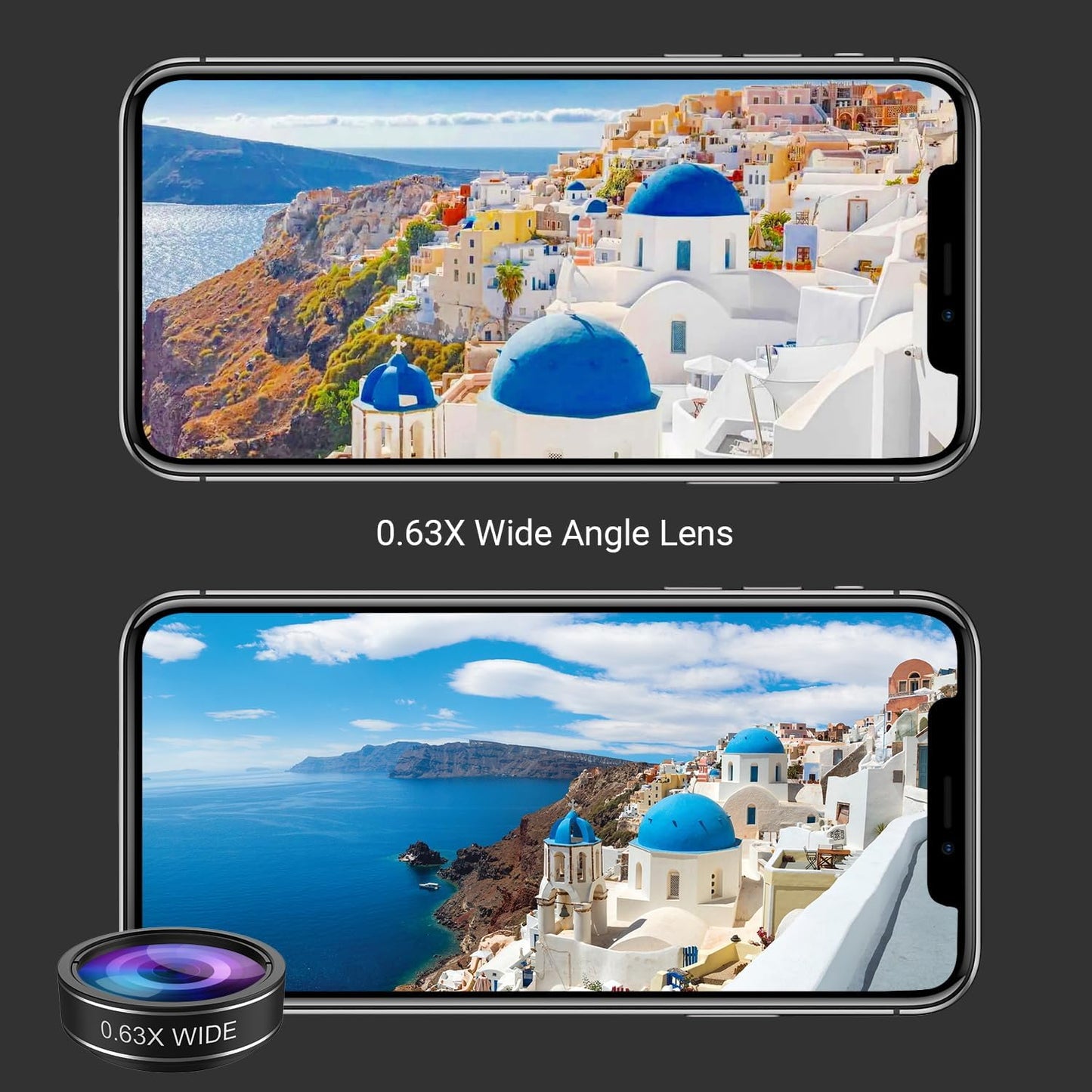 MIAO LAB 5 in 1 Phone Camera Lens Kit -0.63X Wide Angle Lens & 15X Macro Lens+190°Fisheye Lens/CPL + 2X Telephoto Lens Compatible with iPhone Samsung Sony and Most of Smartphone