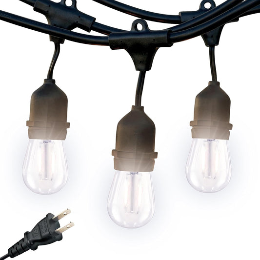 Brightech Ambience Pro - 24 Ft Waterproof LED Outdoor String Lights - Hanging, Dimmable 2W Vintage Edison Bulbs - Commercial Grade Patio Lights Create Cafe Ambience in Your Backyard, 7 Bulbs