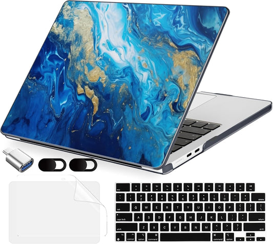 Compatible with MacBook Air 15 inch Case, M4 A3241/M3 A3114/M2 A2941 (Released 2025 to 2023), Hard Shell, Keyboard Cover, Screen Protector, Webcam Cover & Type-C Adapter, Oceans
