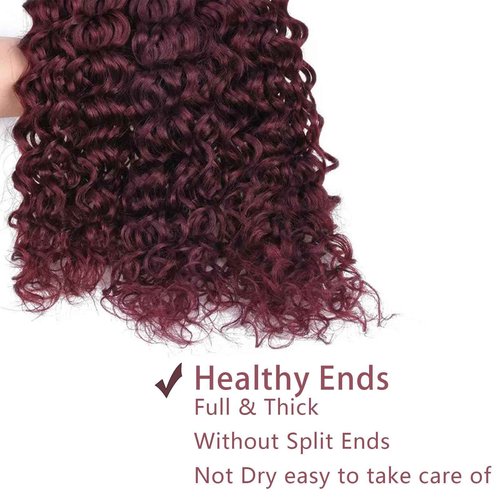 Fabimiya Human Hair Bundles Burgundy 99J Water Wave 26 28 30 Inch Bundles Human Hair 100% Unprocessed Burgundy Soft Sewn In Hair with Double Weft for Black Women