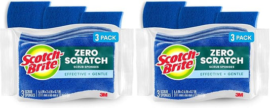 Scotch-Brite No Scratch Scrub Sponges, Blue, 4-1/2 x 2-1/2 x 7/10 in (Pack of 2)