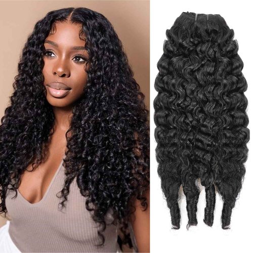 Cecycocy Extension Full Head For Black Women Burmese Curly Clip in Hair Extensions Real Human Hair Messy Curly Clip Ins for Women Brazilian Remy Human Hair Natural Black 22Inch