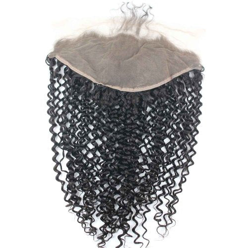 Dreambeauty Transparent Lace Color 13×6" Lace Frontal Closure Kinky Curly Free Part Brazilian Remy Human Hair Pre-Plucked Natural Hairline Lace Frontal Closure with Baby Hair Natural Color (20 Inch)