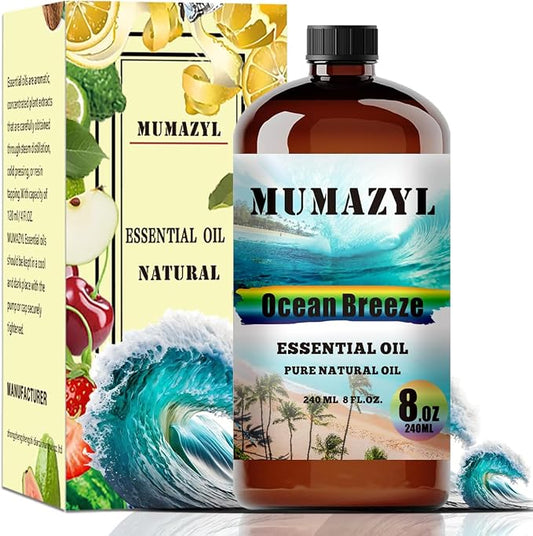 Ocean Breeze Essential Oil, Ocean Breeze Oil 8 Fl Oz 240ML for Diffuser Humidifier Yoga Cleaning DIY Candle Soap Making MUMAZYL Essential Oils
