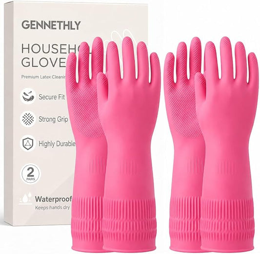 Rubber Dishwashing Gloves, Reusable Cleaning Dish Gloves for Kitchen, Long Cuff for Washing Dishes