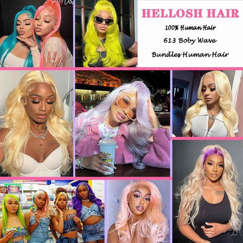 613 Bundles Blonde Bundles Human Hair 28 Inch 613 Body Wave bundles 100% Unprocessed 12A Grade Brazilian Virgin Hair Bundles 1 Bundle Human Hair 613 Blonde Bundle