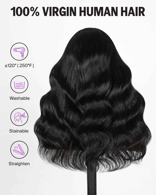 Megalook hair Wear and Go Glueless Wigs Human Hair Pre Plucked Pre Cut 6x6 HD Lace Closure Wigs Human Hair Body Wave Lace Front Wig Pre Bleached Knots Glueless Wig 20 Inch