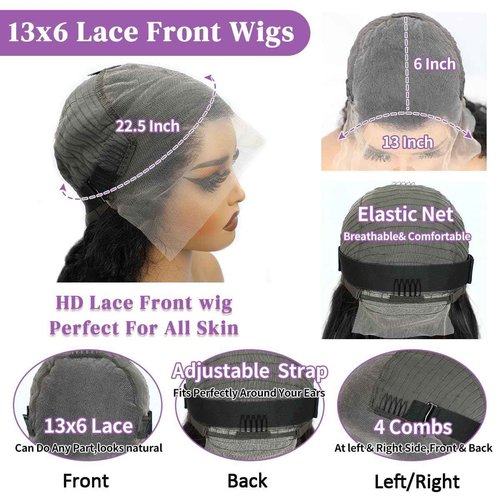 Brofoe 13x6 Lace Front Wigs Human Hair 200 Density Body Wave HD Lace Front Wigs Human Hair Pre Plucked Natural Color Glueless Wigs for Women 16 Inch