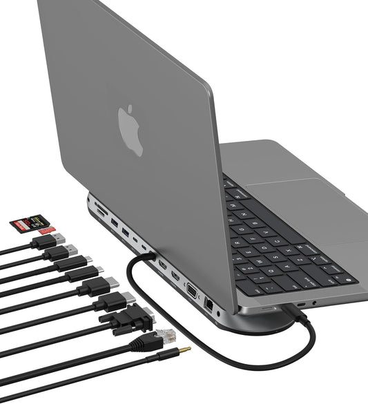 Belkin Connect 11-in-1 Universal USB-C Pro Dock w/ 3-Monitor Support, Silicon Motion Technology - Works with Mac, Windows, and Chromebook - 100W PD w/ 10Gbps Transfer Speeds & 2.5Gbps Ethernet - Grey