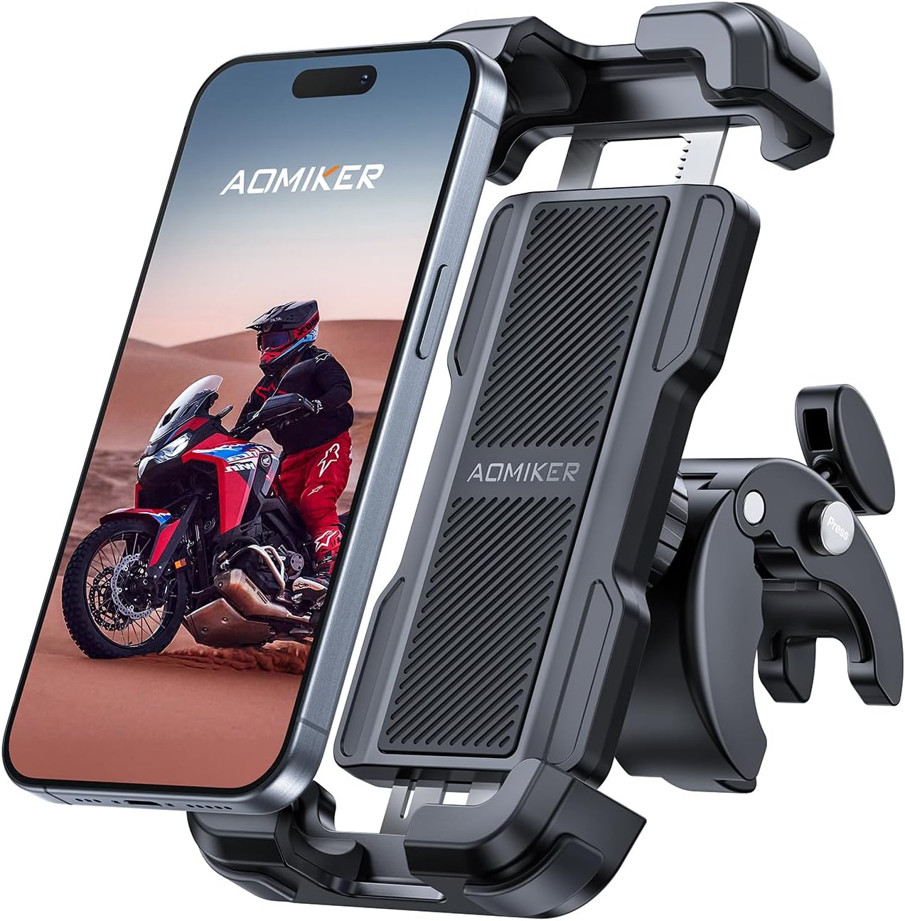 Bike Motorcycle Phone Holder Mount - [2025 Quick Release] Bike Phone Holder Handlebar Clamp, Bicycle Scooter Phone Clip for iPhone 16 15 14 13 12 11 Pro Max Plus Mini, 4.7-6.8" Smartphone"