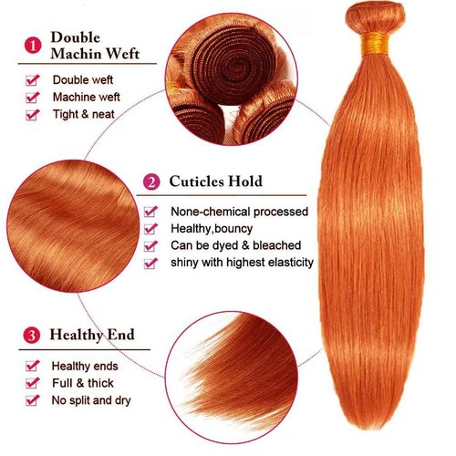 Condescension Human Hair Bundles 22 24 26 inch Orange Burnt Orange 350 Straight Wave Bundles Human Hair Unprocessed Brazilian Virgin Hair for Black Women