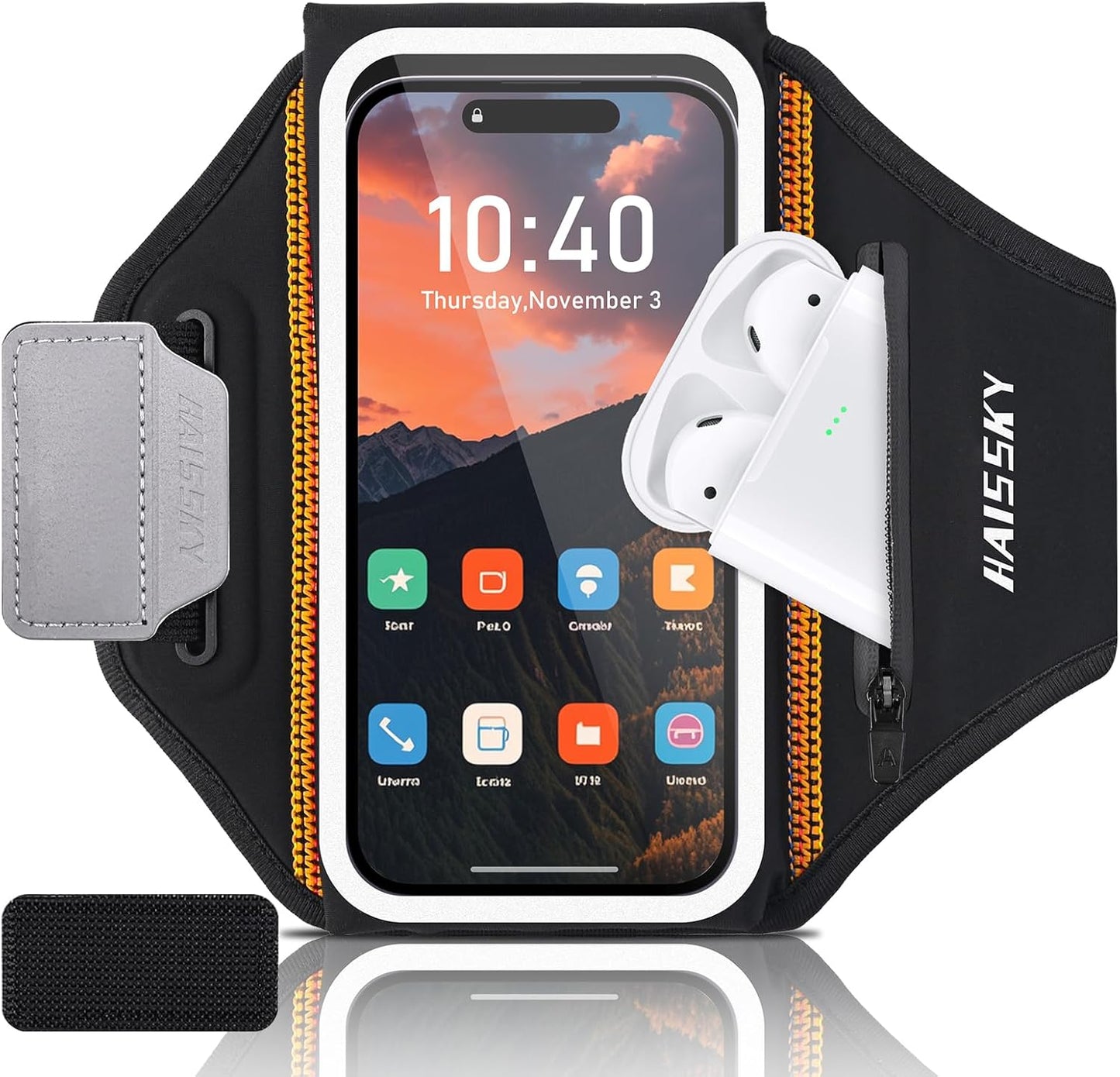 Running Armband for iPhone 15/14/13 Pro/Plus & Galaxy S20/S10, 3D Design Cell Phone Armband with Earphone Pouch Card Slot & Key Pockets, Water Resistant Sports Phone Holder Up to 6.9" Devices"