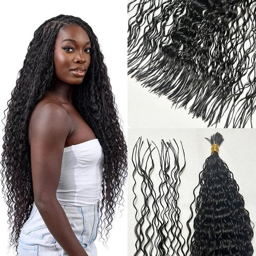 RHEANNA Pre-Divided Curly Bulk Human Hair For Boho Braids Loose Deep Wave Bulk Human Hair For Braiding Double Drawn Extensions (640 Roots)16inch/200g